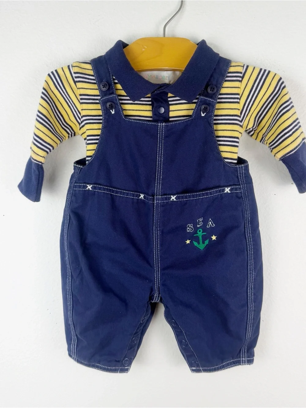 Vintage Gymboree 1998 Sea Anchor Overalls & Bodysuit Layette 0-3 Months